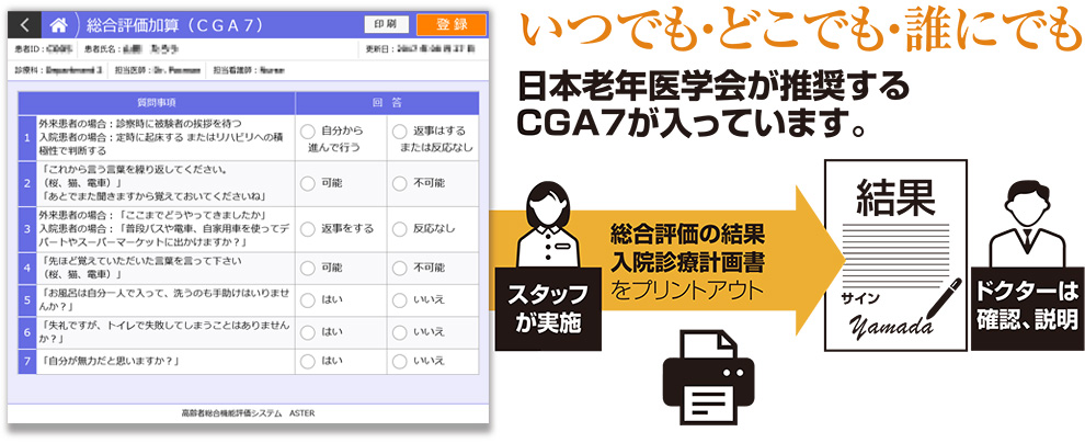 いつでも･どこでも･誰にでも日本老年医学会が推奨するCGA7が入っています。